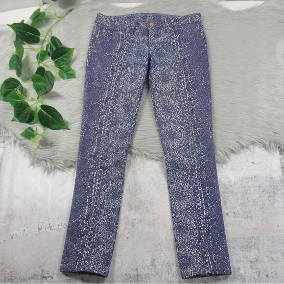 TORY BURCH Ivy Super Skinny Blue Denim Abstract Printed Jeans Women’s Size 26 - Picture 5 of 14